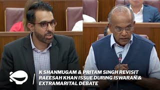 K Shanmugam amp Pritam Singh revisit the Raeesah Khan issue during Iswaran amp extramarital debate [upl. by Trabue]