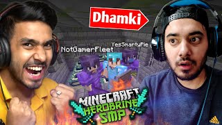 Techno Gamerz and Ajju Bhai Gave us Dhamki in Herobrine SMP Minecraft [upl. by Kreit]