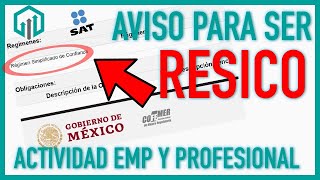 AVISO Persona Física Actividad Empresarial y Profesional a RESICO [upl. by Selemas156]