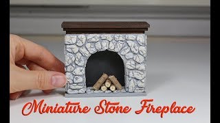 DIY Miniature Stone Fireplace  Minyatür Taş Şömine  Dollhouse Tutorial [upl. by Arbe]