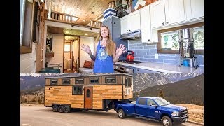 Family of 4 amp Their STUNNING 5th Wheel Tiny Home  Totally Custom Build [upl. by Ojok187]