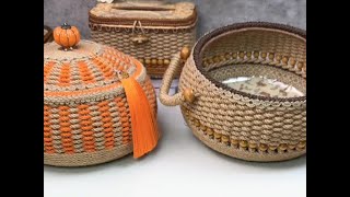 HOW TO HANDMADE BASKET WITH PLATE AND ROPE craft handmade weaving [upl. by Aiceila]