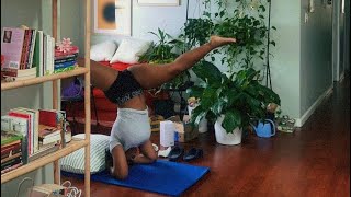 Morning Yoga Flow  beach yoga head stand practice beginners flow [upl. by Maillij823]