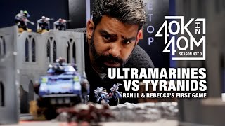 Rahul and Rebeccas first game of 40k Tyranids vs Ultramarines Warhammer beginners battle report [upl. by Gallard]