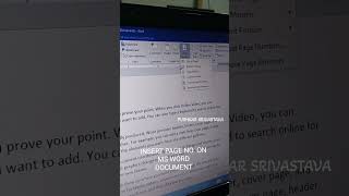 how to insert page no on ms word document  footer option in ms word shorts [upl. by Aij876]