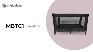 MBTC1  Get to know the My Babiie Black Quilted Travel Cot [upl. by Nadeau]