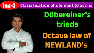 lec1Dobereiners triads and Newlands octaves Classification of elementsclassxi ALPINE [upl. by Yahsat]