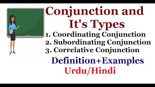 Conjunction and its Types DefinitionExamples Urdu  Hindi [upl. by Vala]