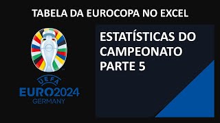 Tabela da Eurocopa no Excel  Estatísticas do campeonato  parte 5  Aula 36 [upl. by Suckow]