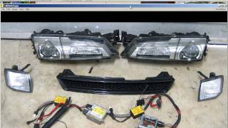 JDM OEM SILVIA S14 KOUKI S14A Headlights  HID  GRILL 200sx 240sx [upl. by Nylinej]