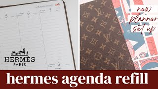 NEW Hermes Semainier 2023 Agenda Refill Unboxing amp Set Up in Louis Vuitton Agenda Cover [upl. by Eizzil]