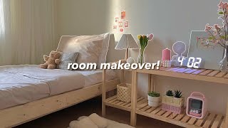 aesthetic and small room makeover 🧸🌷  pinterest amp korean style inspired [upl. by Euqcaj]