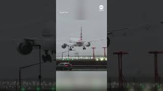 American Airlines flight makes wild landing at Londons Heathrow Airport [upl. by Nwahsit]