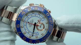 116681 Rolex YachtMaster II 44mm TwoTone 18K Rose Gold Stainless Steel White Dial Complete Set 2016 [upl. by Lered]