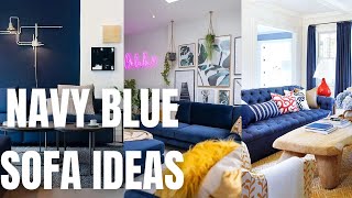 Stylish Navy Blue Sofa Ideas Navy Blue Decor and Design for Living Room [upl. by Gurl979]