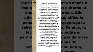 Rédaction limportance de la lecture 3 ème année secondairesbacfrançais motivation [upl. by Ynaffat]