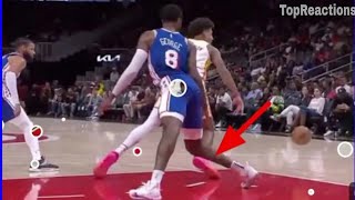 Paul George Suffers Hyperextended Left Knee in Preseason Game vs Hawks 😱🏀 [upl. by Ludwog2]