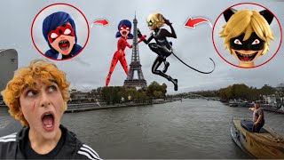 LADYBUG VS CHAT NOIR NELLA VITA REALE A PARIGI 😱 lotta [upl. by Dnamron830]