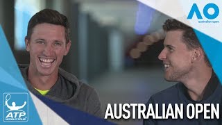 Thiem Introduces Novak Ahead Of Australian Open R1 2018 [upl. by Sayed822]