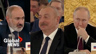 Armenia Azerbaijan leaders argue in front of Putin at Moscow meeting [upl. by Neal455]