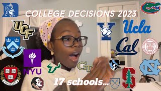 17 COLLEGE DECISION REACTIONS 2023 realistic and somewhat unenthusiastic Ivies UCs NYU Duke… [upl. by Akienahs]