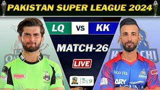 LAHORE QALANDARS vs KARACHI KINGS PSL 9 MATCH 26 LIVE  KK vs LQ LIVE COMMENTARY  KK 9 OV [upl. by Roseline]