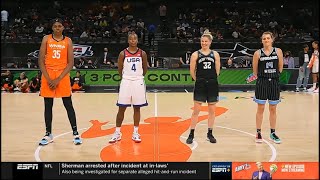 WNBA AllStar 3Pt Contest Allie Quigley Jonquel Jones Sami Whitcomb Jewell Loyd  Trophy Pres [upl. by Aon]