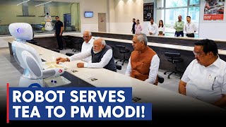 PM Modi visits fascinating Robotics Gallery at Gujarat Science City [upl. by Puglia36]