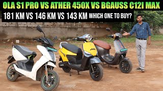 Ola S1 Pro vs Ather 450x vs Bgauss C12i max Electric scooter Comparison  EV Bro [upl. by Pollitt]