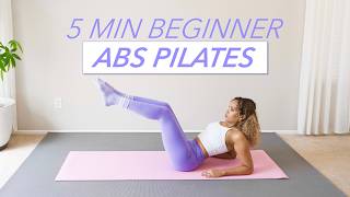 5 Min everyday beginner Abs Pilates workout  flat stomach  no repeats  no equipment [upl. by Llerrut]