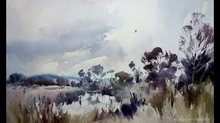 Marsh harrier over the starling roost Full watercolour demo by Jem Bowden [upl. by Sibella272]