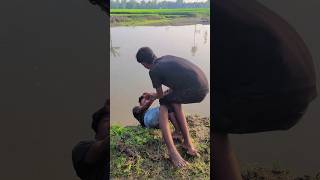 When two friends want to bathe in the river shorts villagefunnyfun1M subcribe indianfunny [upl. by Romeon]