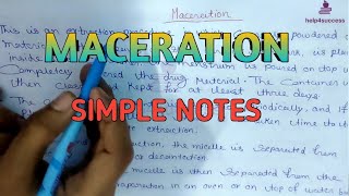 Maceration extraction process pharmaceutics chapter simple notes on Maceration [upl. by Ayik]