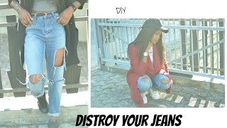 Comment faire un jean déchiré 👍👖❤️Transformer un jean simple en jean Destroy [upl. by Ohara]