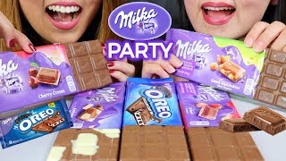 ASMR MILKA CHOCOLATE PARTY 초콜릿 리얼사운드 먹방 チョコレートcoklat चॉकलेट  KimampLiz ASMR [upl. by Maller228]