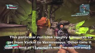 Borderlands 2  Vermivorous the Invincible Caustic Caverns Spawning Route [upl. by Nnaira]