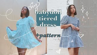 BABYDOLL TIERED DRESS Sewing Tutorial  Pattern  beginnerfriendly diy puff sleeve summer dress [upl. by Ricki497]