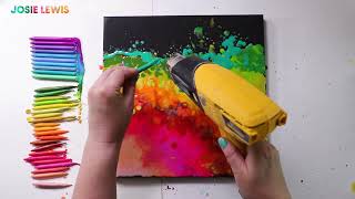 Crayon Melting Art Tutorial  Crayola Paint and Sip with Josie Lewis Art [upl. by Tcideneb]