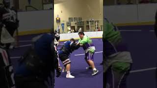 Box Lacrosse Fight Jr B Onondaga RedHawks Julio Ramirez vs Seneca Warchiefs Ryan John [upl. by Acimaj]