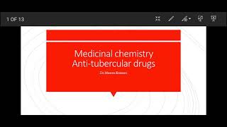 antitubercular drugs medicinal chemistry [upl. by Erehs]