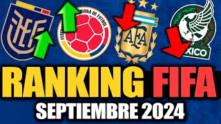 NUEVO RANKING FIFA Colombia SORPRENDE Argentina BAJA Paraguay y Ecuador SUBEN ¿MEXICO TOP 20 [upl. by Nnylyaj296]