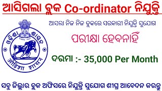 Odisha Block Coordinator Requirement 2024  Odisha Block Level Job  Odisha Govt Job [upl. by Asiuol]