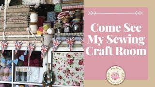 Craft Room Tour 2019  Organisation Ideas The Dressmakers Closet [upl. by Nylirac]