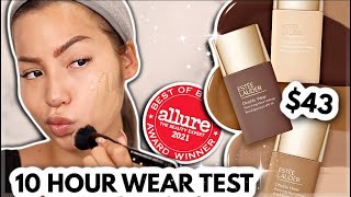 BETTER THAN THE OG ESTEE LAUDER SHEER DOUBLE WEAR FOUNDATION  10 HR WEAR TEST [upl. by Annwahs]