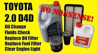 Toyota D4D 20 Litre Fuel Oil Filter Fluid Check  Service Toyota Corolla Rav4 Avensis Previa etc [upl. by Orteip]