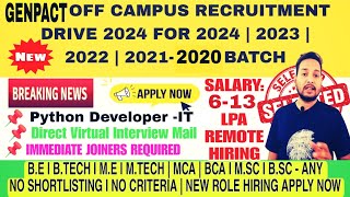 Genpact Biggest Off Campus Drive 2024  Genpact Hiring  Genpact Direct Selection  Direct Mail [upl. by Kcirde]