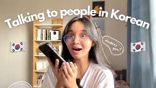 Talking to people in Korean🇰🇷  Chika with a fan🫶🏻 [upl. by Nauqes]