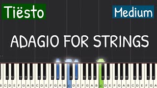 Tiësto  Adagio For Strings Piano Tutorial  Medium [upl. by Anuahsat212]