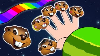 Finger Family Beaver Puppets  Fun Educational Song Preschoolers Beavers in Space Easy English [upl. by Kirit]