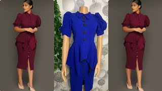 how to cut and sew a dress with handkerchief flare and neck collar [upl. by Shoifet]